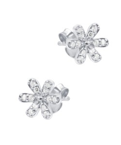 Beautiful Flower CZ Silver Stud Earring STS-6550